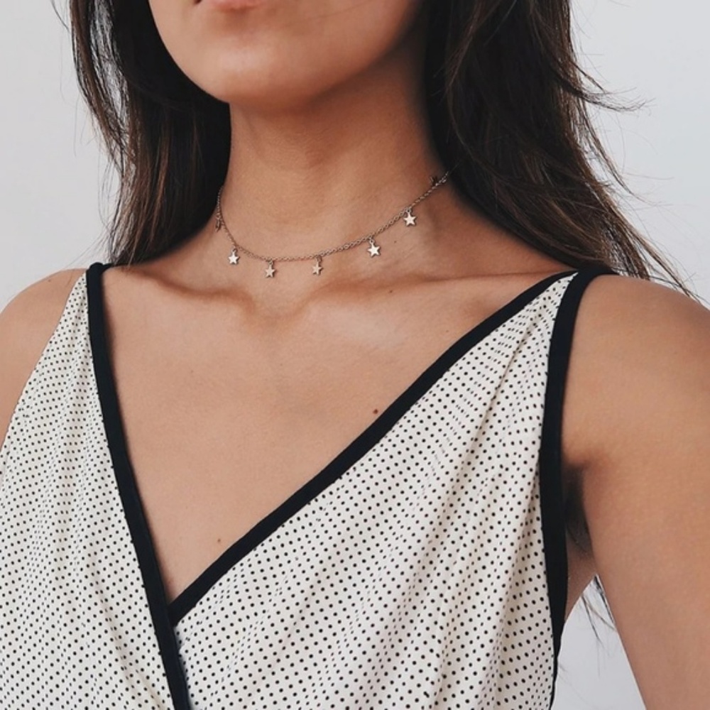 Dainty Star Choker Necklace [Silver] - Picture 2 of 6